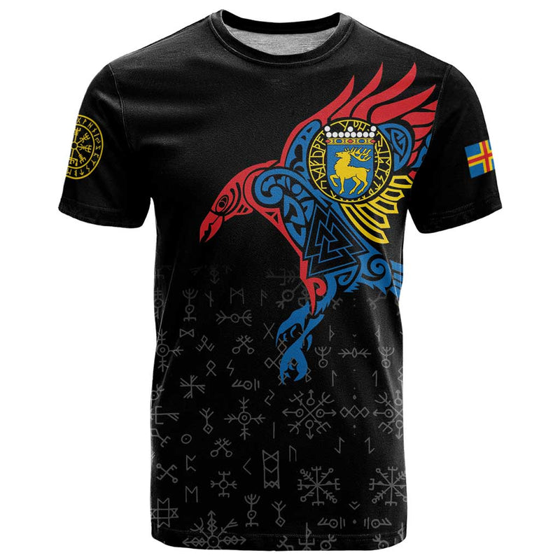 Aland Vikings Culture Norse Mythology Raven Tattoo T Shirt