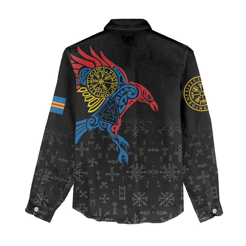 Aland Vikings Culture Norse Mythology Raven Tattoo Women Casual Shirt