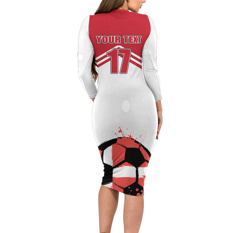Custom Danmark Football Go Champions Denmark Sporty Style Long Sleeve Bodycon Dress