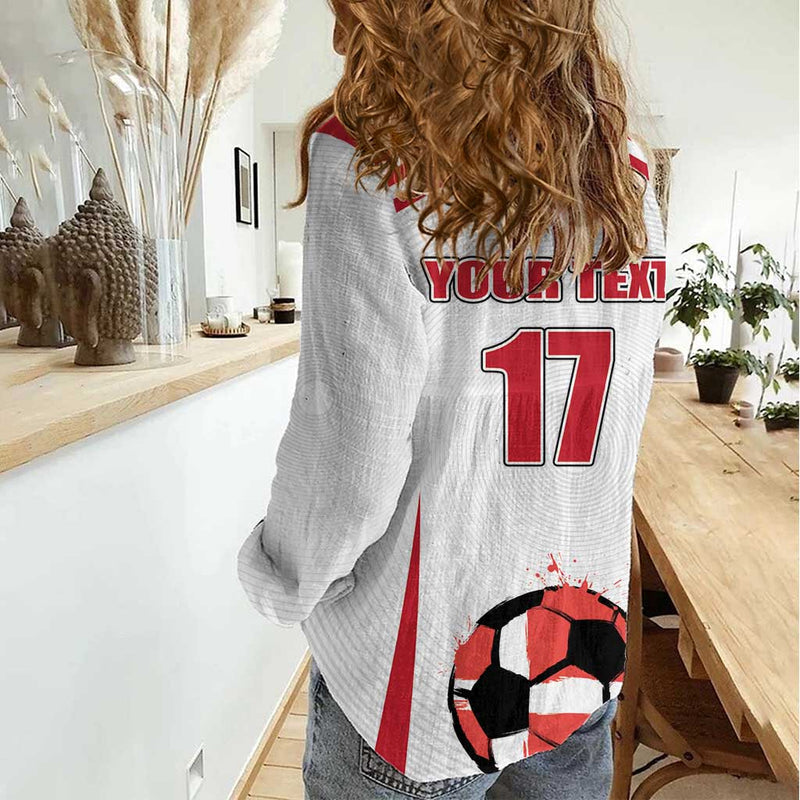 Custom Danmark Football Go Champions Denmark Sporty Style Women Casual Shirt