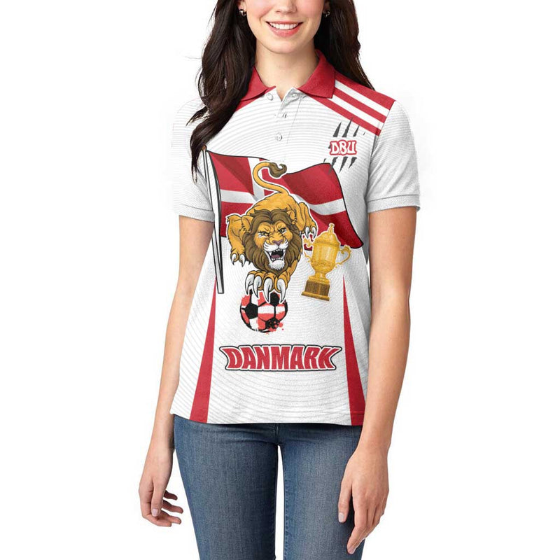 Custom Danmark Football Go Champions Denmark Sporty Style Women Polo Shirt