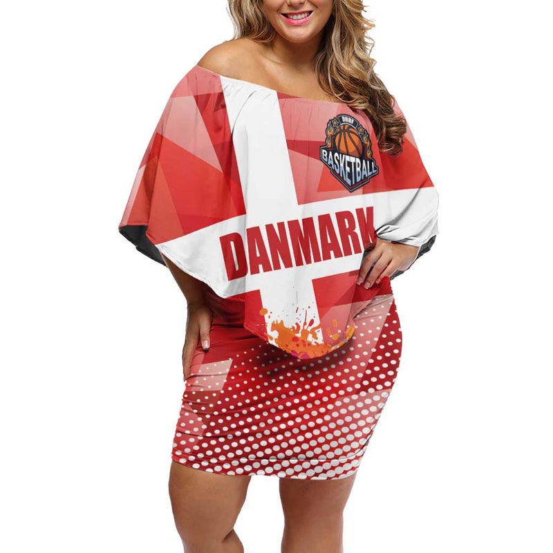 Custom Danmark Basketball Go Champions Sporty Style Off Shoulder Short Dress