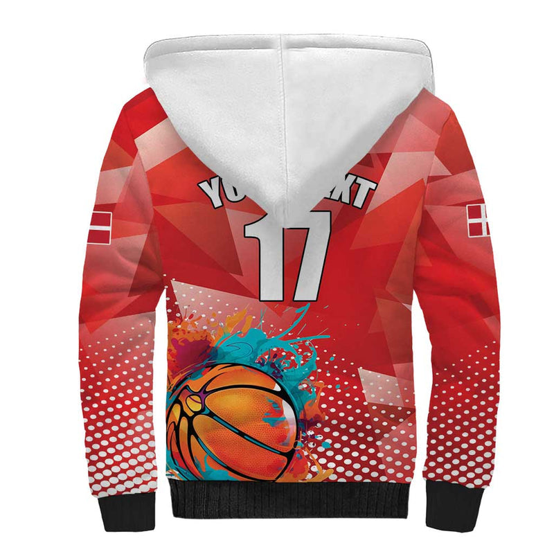 Custom Danmark Basketball Go Champions Sporty Style Sherpa Hoodie