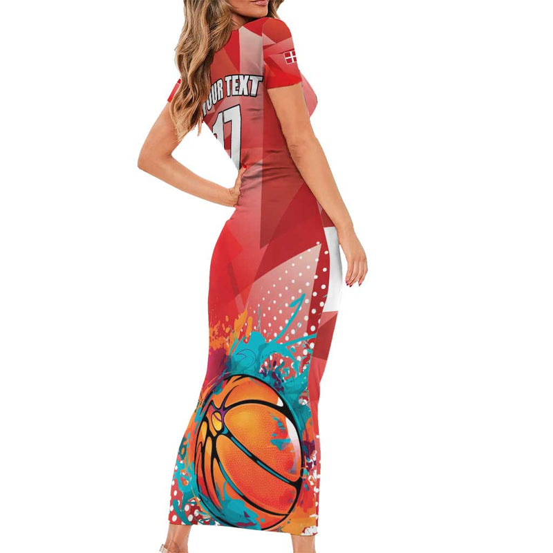 Custom Danmark Basketball Go Champions Sporty Style Short Sleeve Bodycon Dress