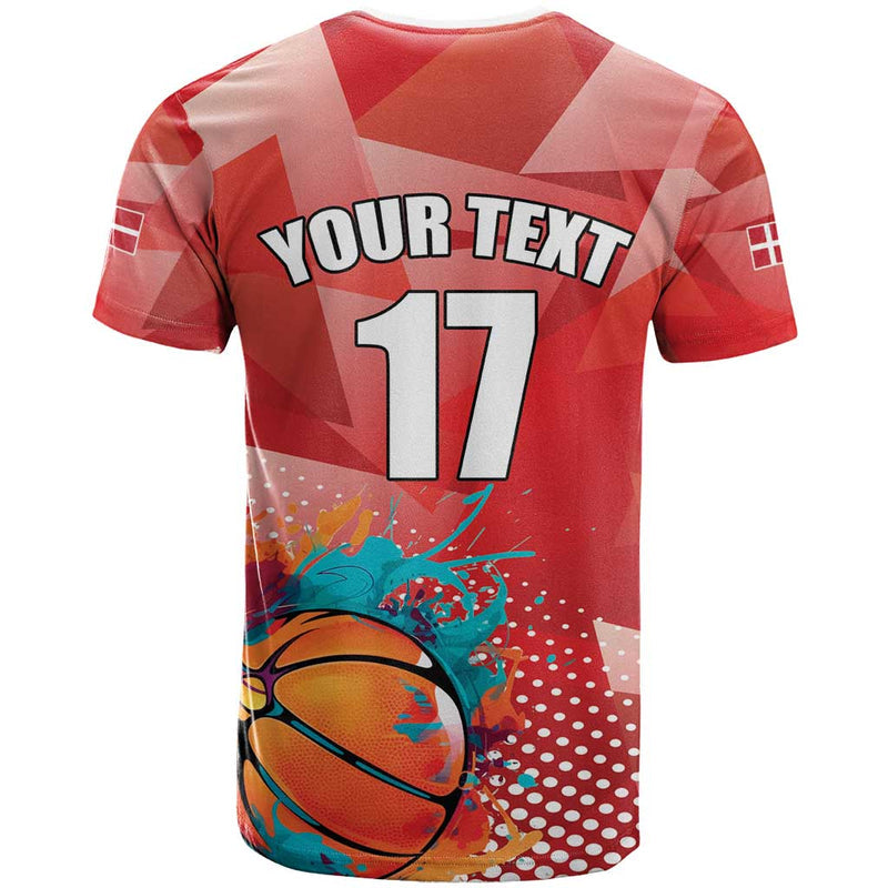 Custom Danmark Basketball Go Champions Sporty Style T Shirt