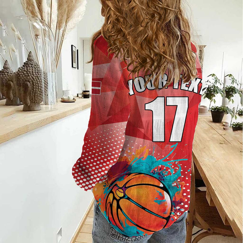 Custom Danmark Basketball Go Champions Sporty Style Women Casual Shirt