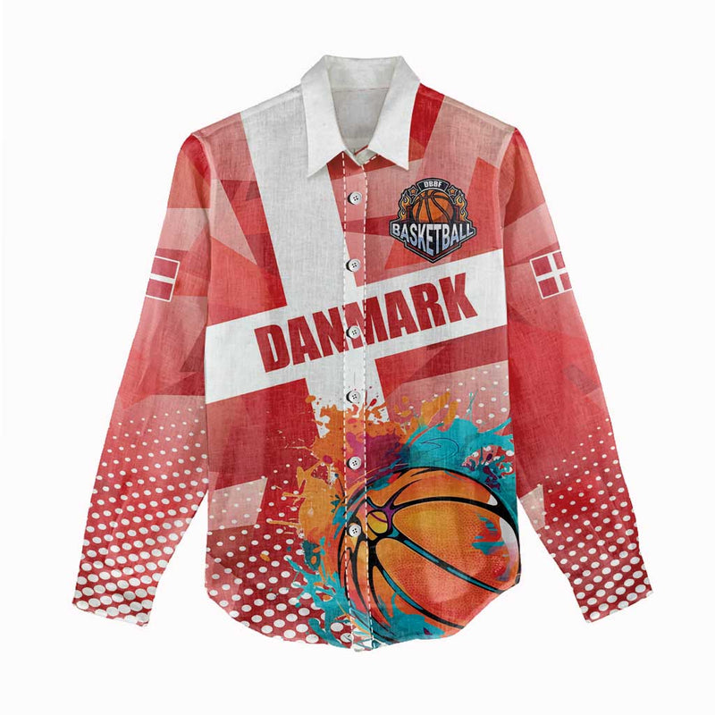 Custom Danmark Basketball Go Champions Sporty Style Women Casual Shirt