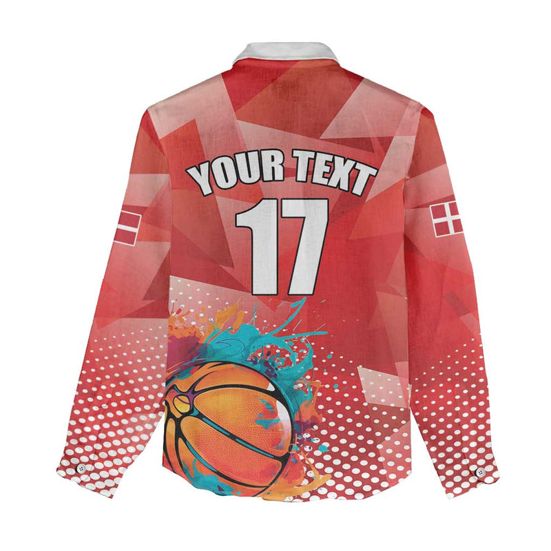 Custom Danmark Basketball Go Champions Sporty Style Women Casual Shirt