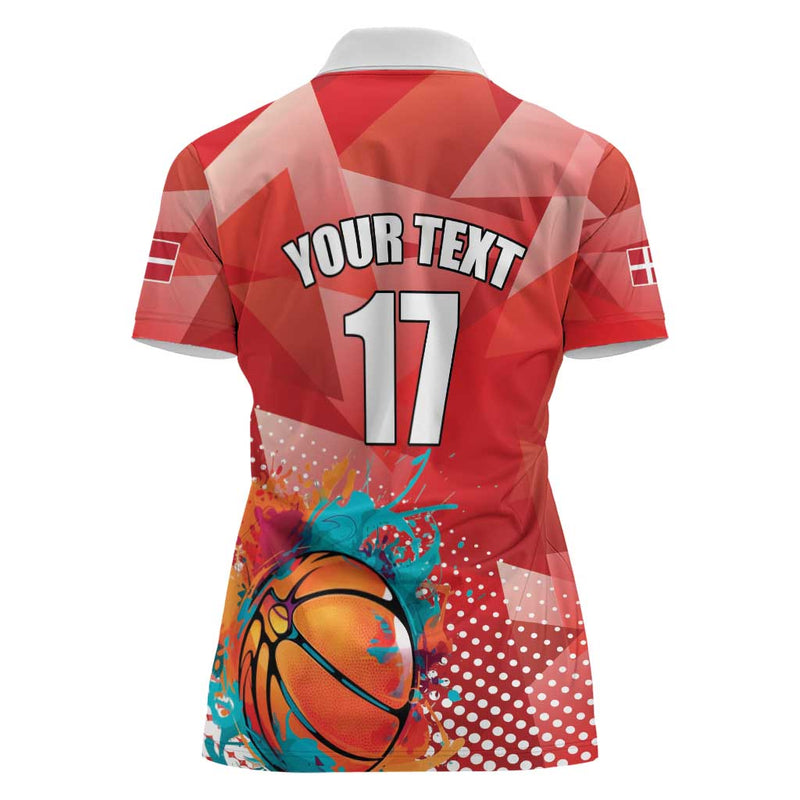 Custom Danmark Basketball Go Champions Sporty Style Women Polo Shirt