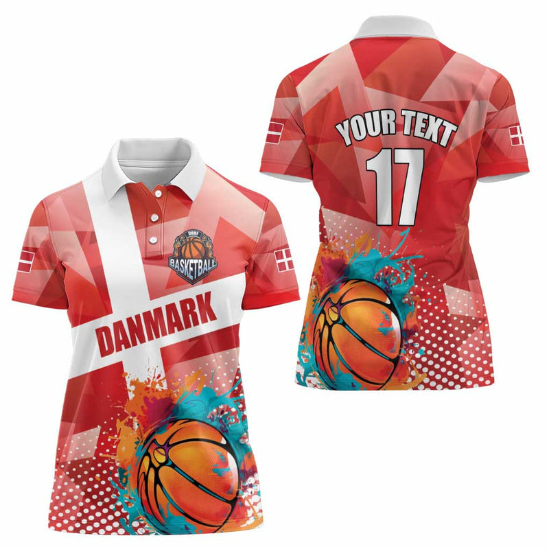 Custom Danmark Basketball Go Champions Sporty Style Women Polo Shirt