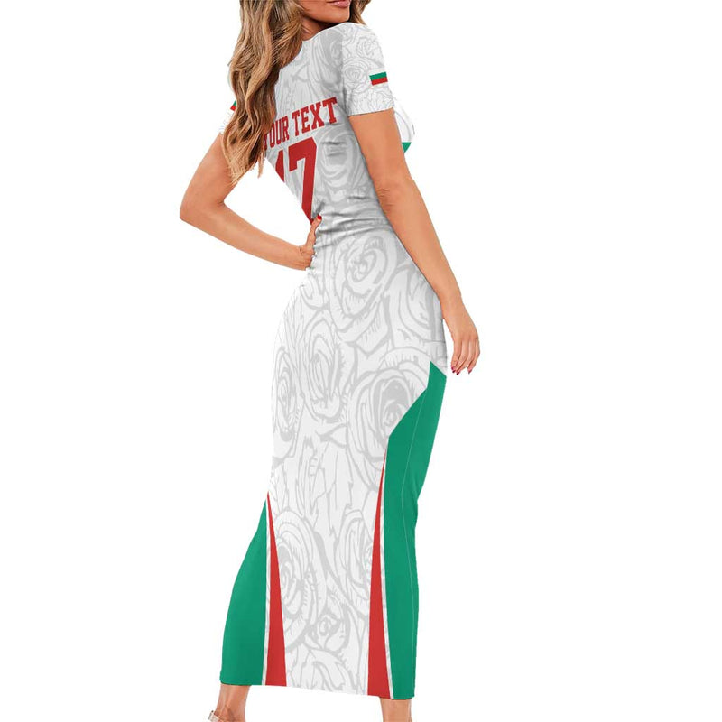 Custom Bulgaria Football We Are Champions Sporty Style With Lion Mascot Short Sleeve Bodycon Dress