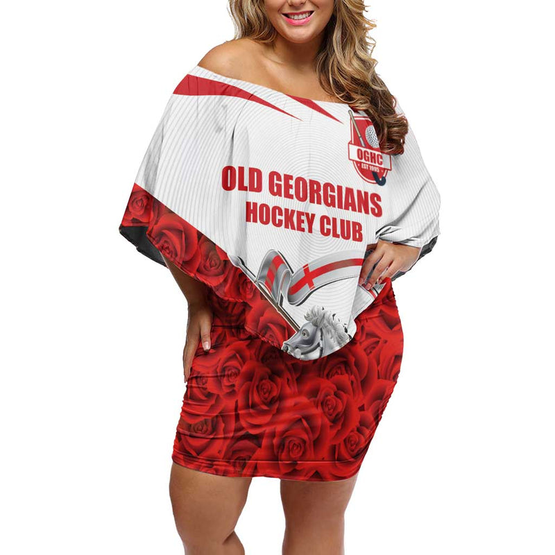Custom England Field Hockey Champions Old Georgians Hockey Club Sporty Style Off Shoulder Short Dress