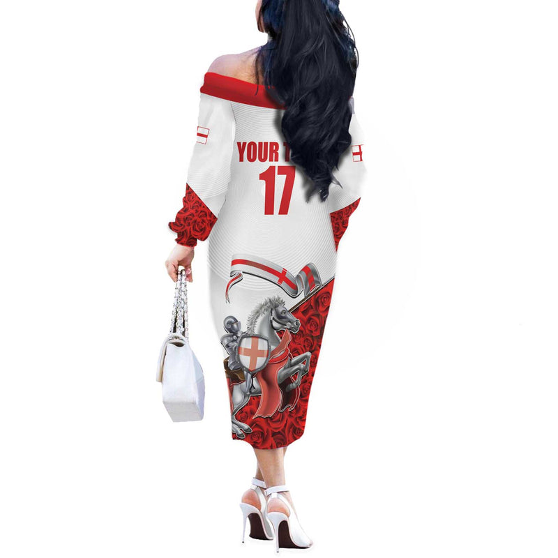 Custom England Field Hockey Champions Old Georgians Hockey Club Sporty Style Off The Shoulder Long Sleeve Dress