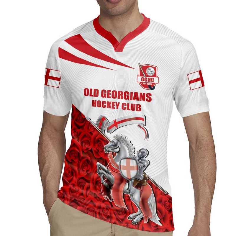 Custom England Field Hockey Champions Old Georgians Hockey Club Sporty Style Rugby Jersey