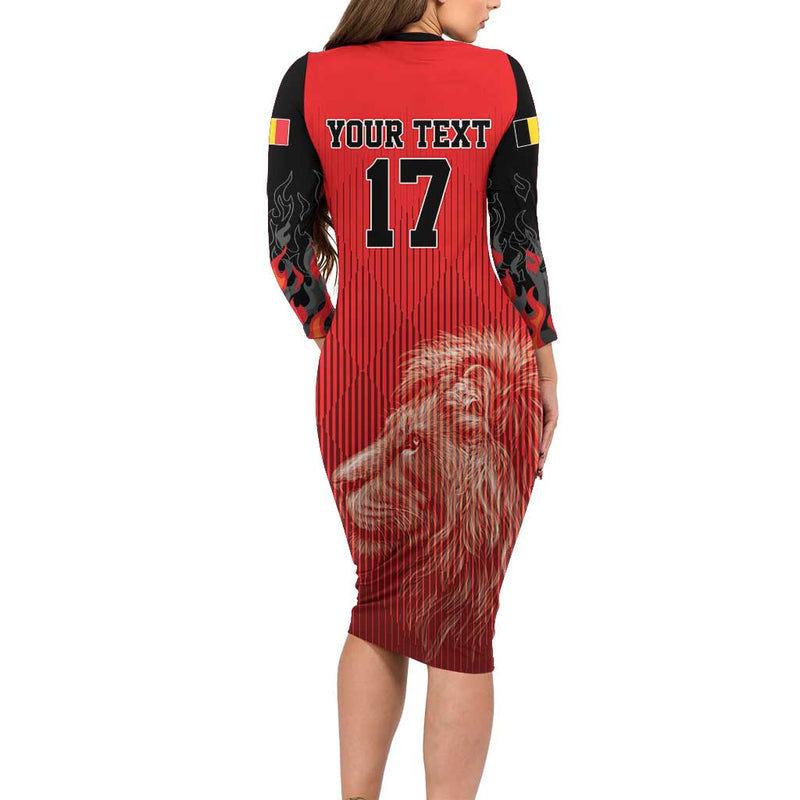 Custom Belgium Football We Are Champions Red Style Come On De Rode Duivels Long Sleeve Bodycon Dress