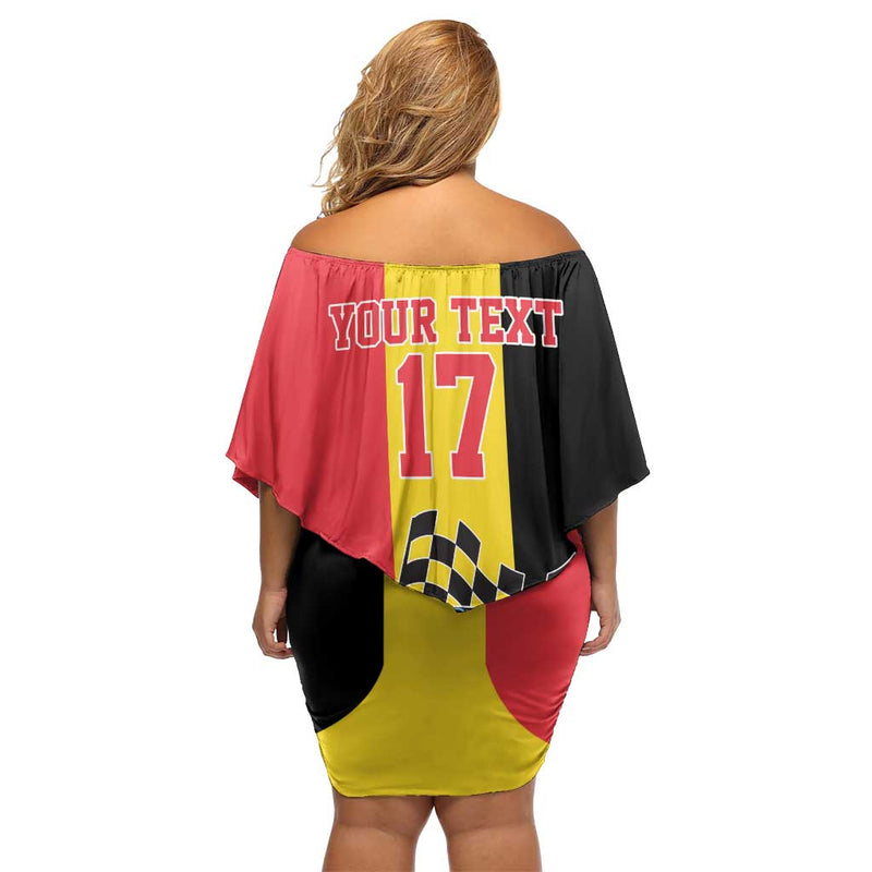 Custom Belgium Formula One Motorsport With Flag F1 World Championship Off Shoulder Short Dress