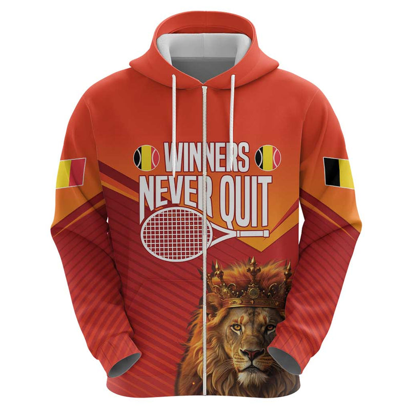 Custom Belgium Tennis Champions Winners Never Quit with A Crowned Lion Hoodie
