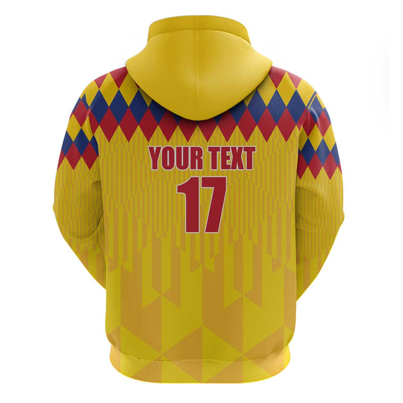 Custom Colombia Football Retro Yellow Style Hoodie