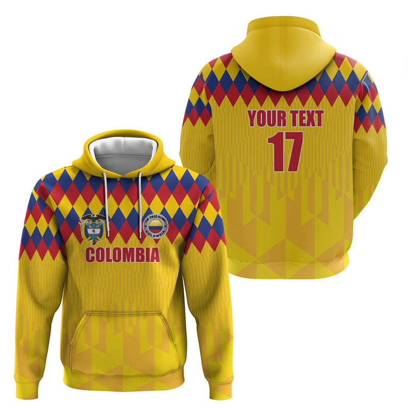 Custom Colombia Football Retro Yellow Style Hoodie