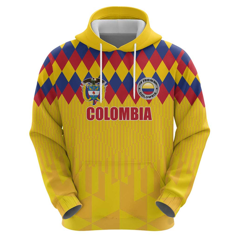 Custom Colombia Football Retro Yellow Style Hoodie