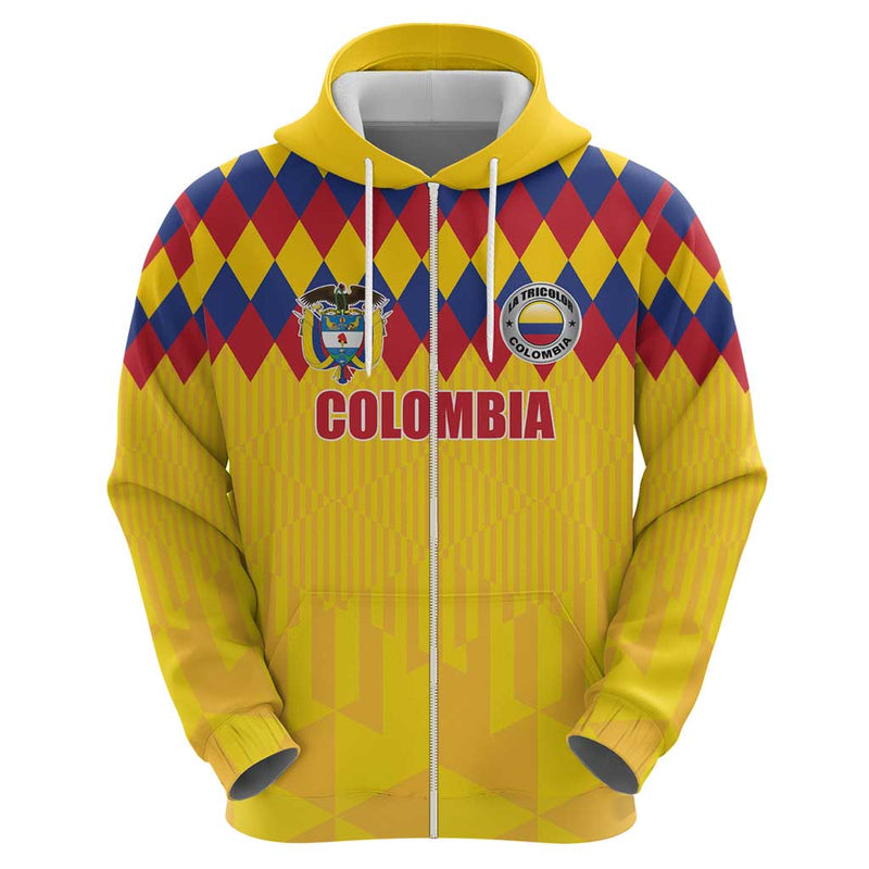 Custom Colombia Football Retro Yellow Style Hoodie