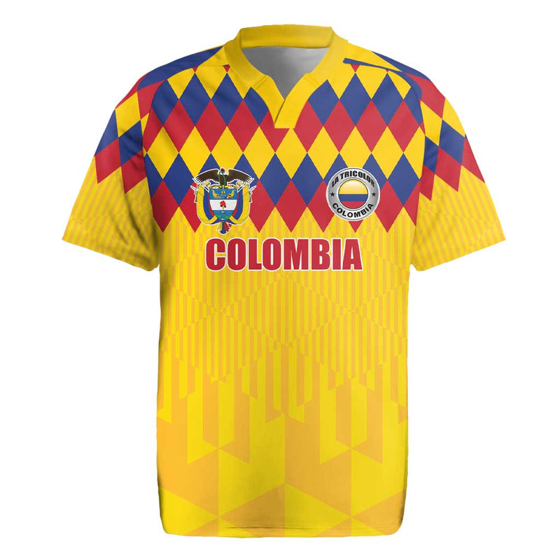 Custom Colombia Football Retro Yellow Style Rugby Jersey