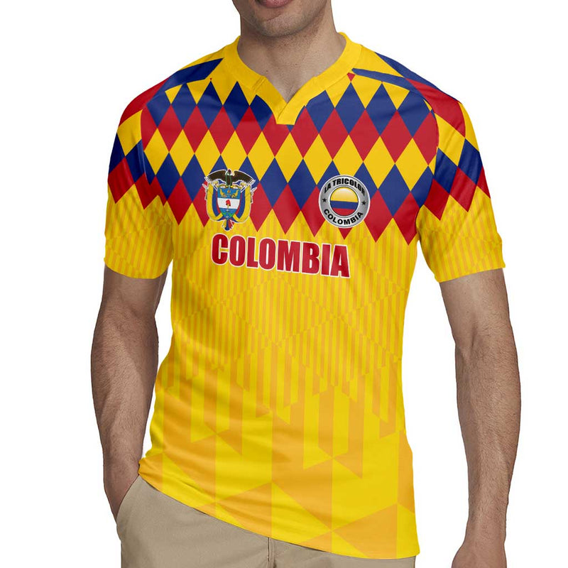 Custom Colombia Football Retro Yellow Style Rugby Jersey