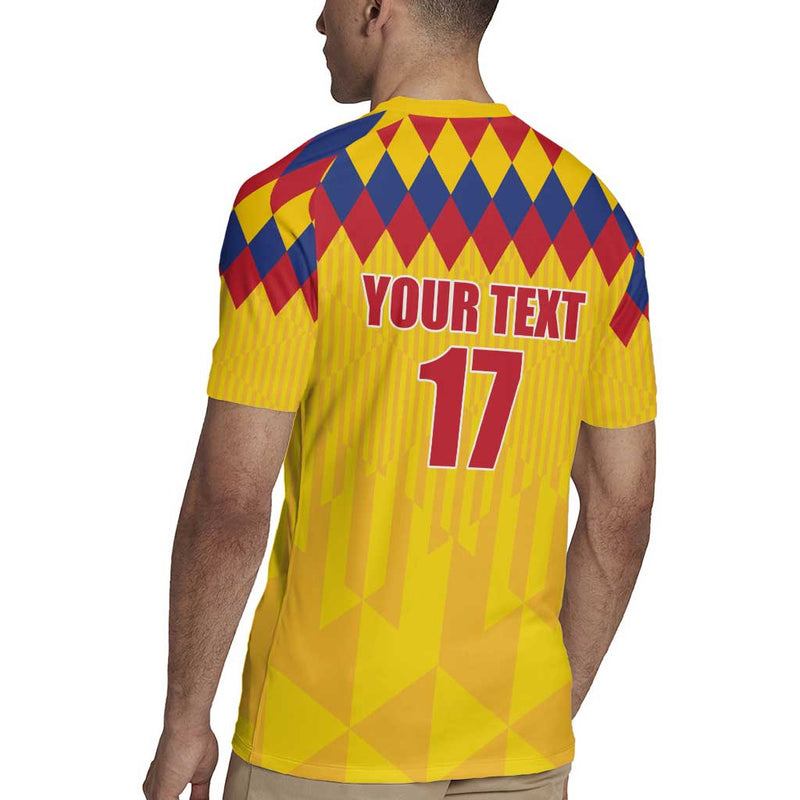 Custom Colombia Football Retro Yellow Style Rugby Jersey
