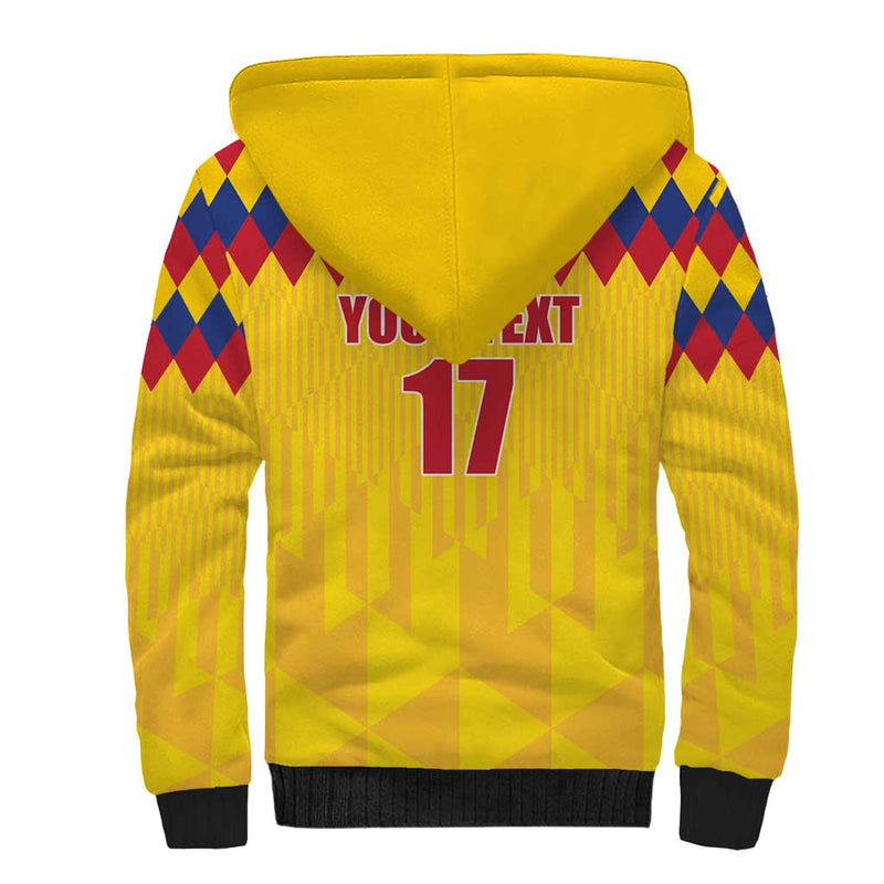 Custom Colombia Football Retro Yellow Style Sherpa Hoodie