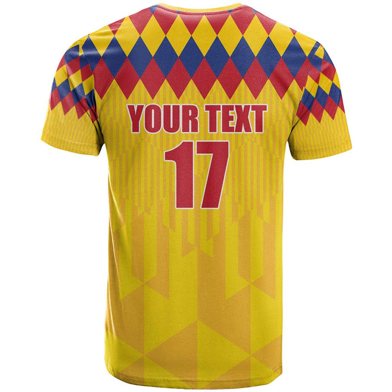 Custom Colombia Football Retro Yellow Style T Shirt