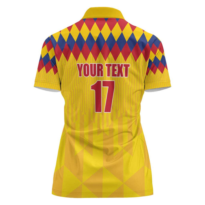 Custom Colombia Football Retro Yellow Style Women Polo Shirt
