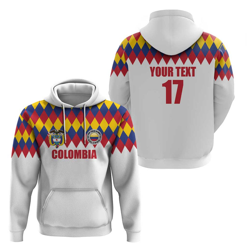 Custom Colombia Football Retro White Style Hoodie