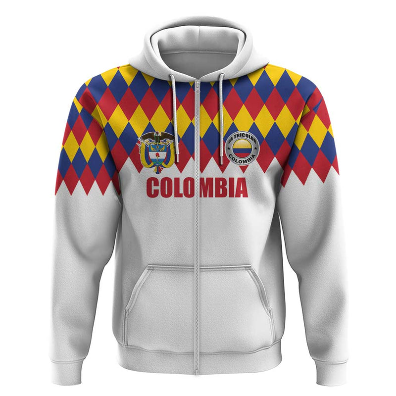 Custom Colombia Football Retro White Style Hoodie