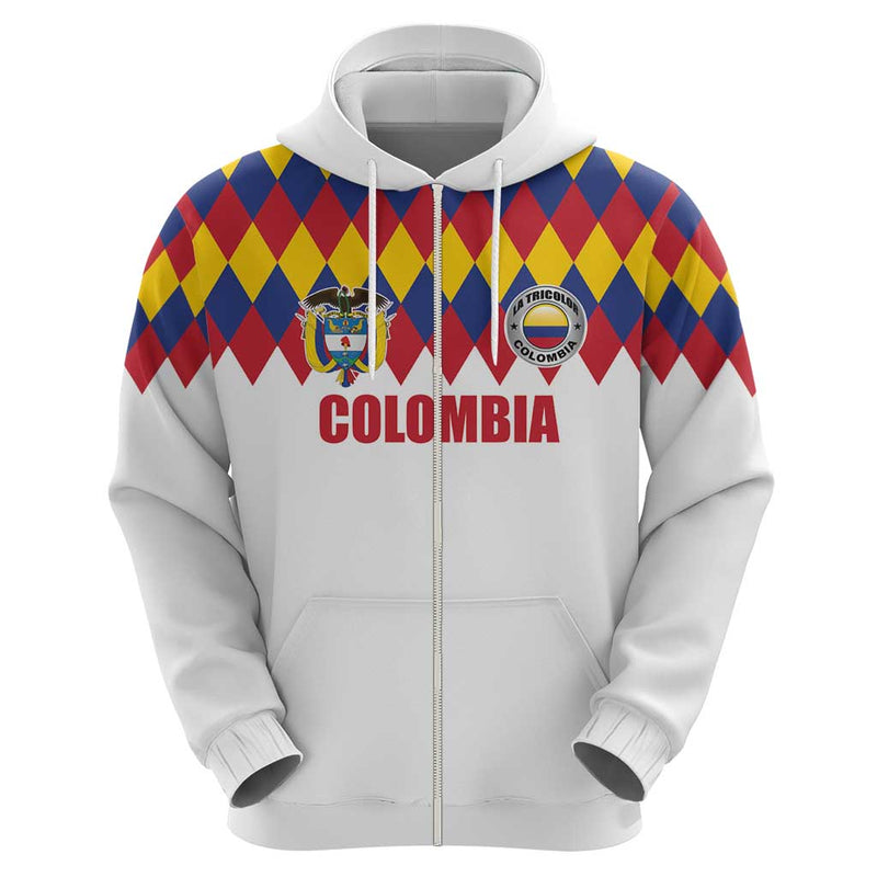Custom Colombia Football Retro White Style Hoodie