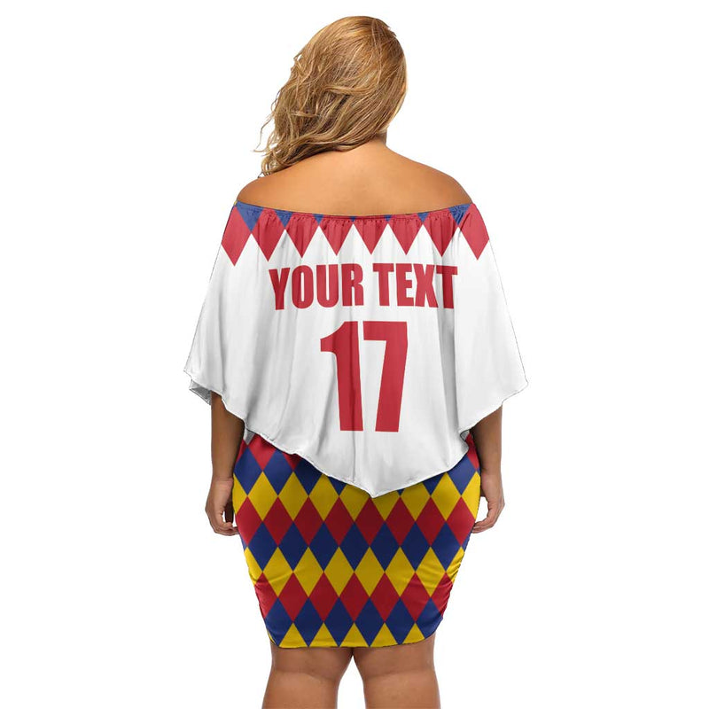 Custom Colombia Football Retro White Style Off Shoulder Short Dress