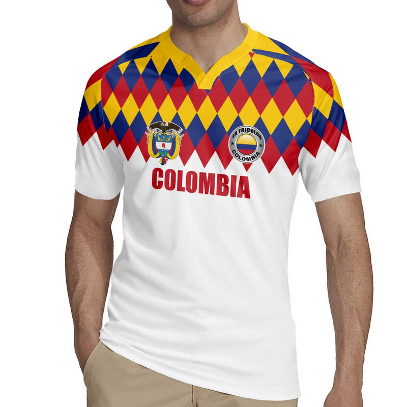 Custom Colombia Football Retro White Style Rugby Jersey