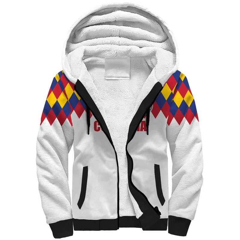 Custom Colombia Football Retro White Style Sherpa Hoodie