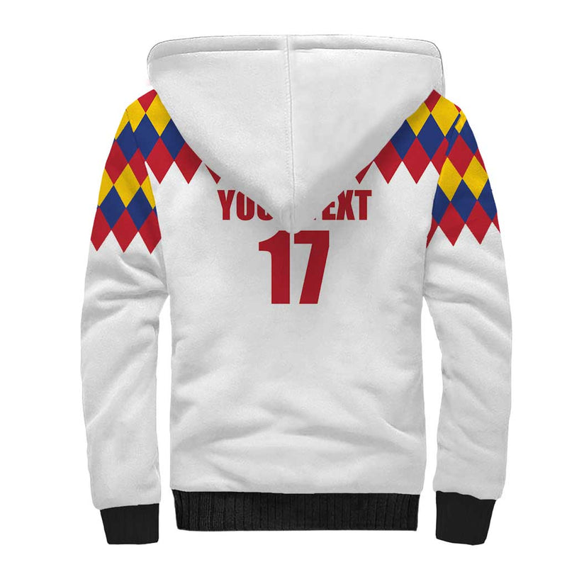 Custom Colombia Football Retro White Style Sherpa Hoodie