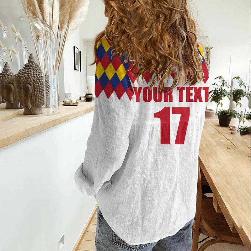 Custom Colombia Football Retro White Style Women Casual Shirt