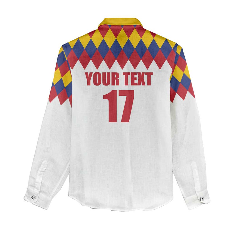 Custom Colombia Football Retro White Style Women Casual Shirt