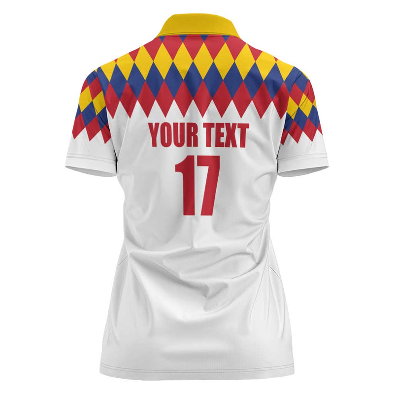 Custom Colombia Football Retro White Style Women Polo Shirt