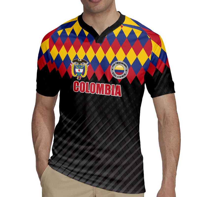 Custom Colombia Football Retro Black Style Rugby Jersey