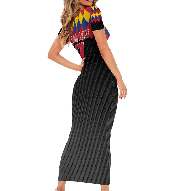 Custom Colombia Football Retro Black Style Short Sleeve Bodycon Dress