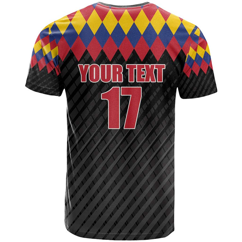 Custom Colombia Football Retro Black Style T Shirt