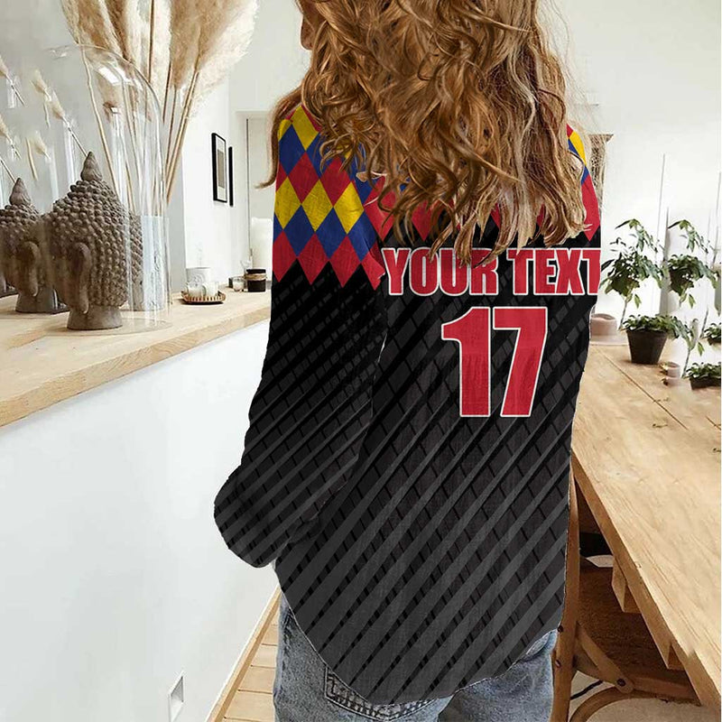 Custom Colombia Football Retro Black Style Women Casual Shirt