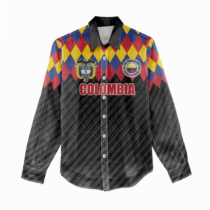 Custom Colombia Football Retro Black Style Women Casual Shirt