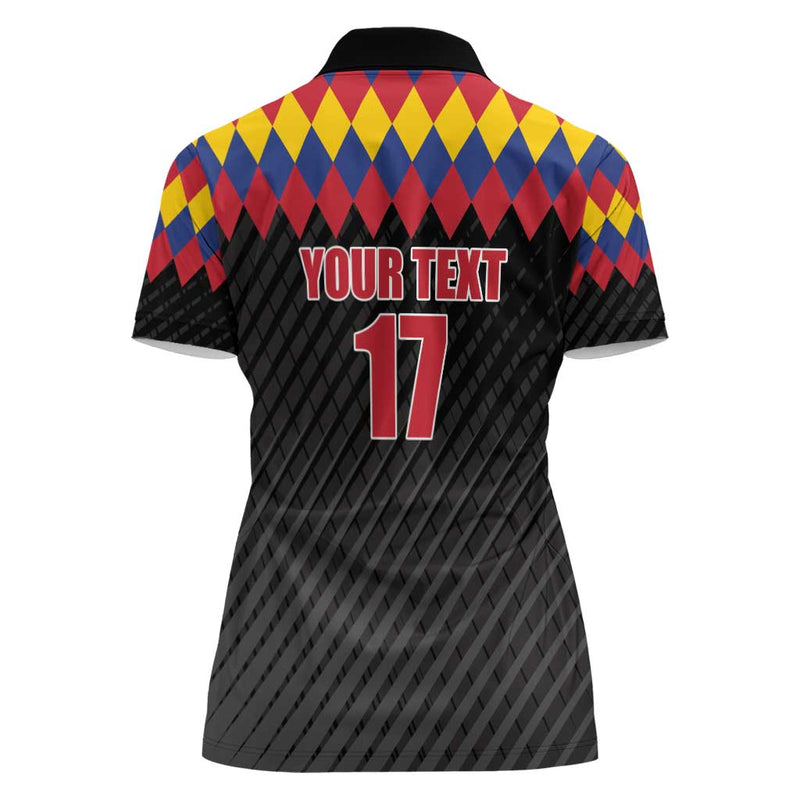 Custom Colombia Football Retro Black Style Women Polo Shirt