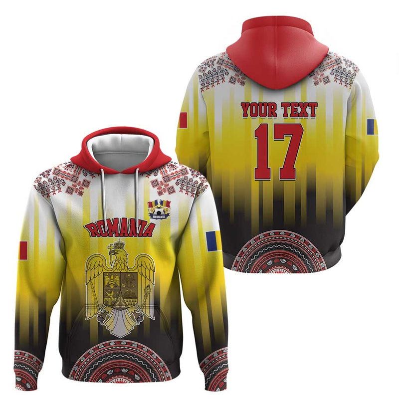 Custom Romania Football Go Champions Romanian Traditional Patern Hoodie