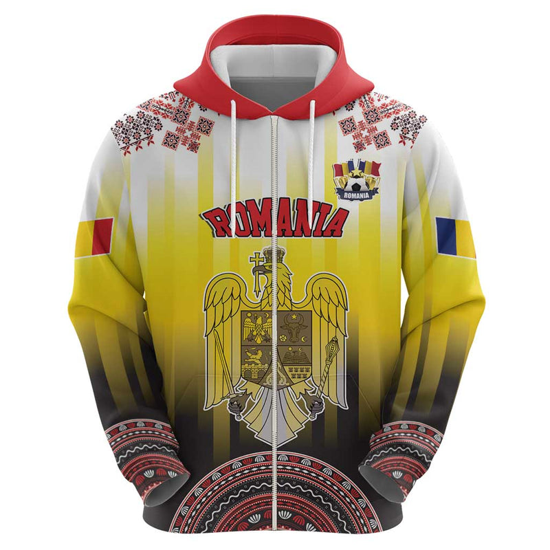 Custom Romania Football Go Champions Romanian Traditional Patern Hoodie