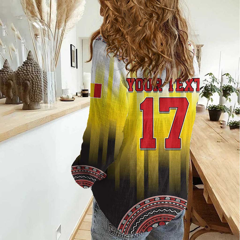 Custom Romania Football Go Champions Romanian Traditional Patern Women Casual Shirt